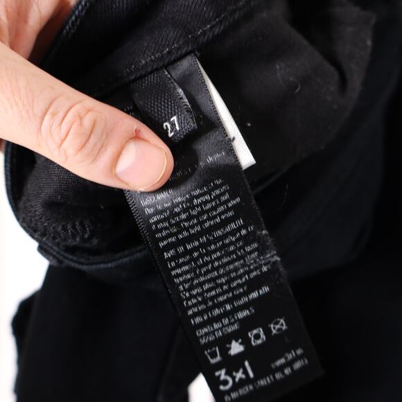 3X1 NYC High Rise Ripped Jeans Distressed Denim Straight Bowie Black Women's 27 - Picture 9 of 10